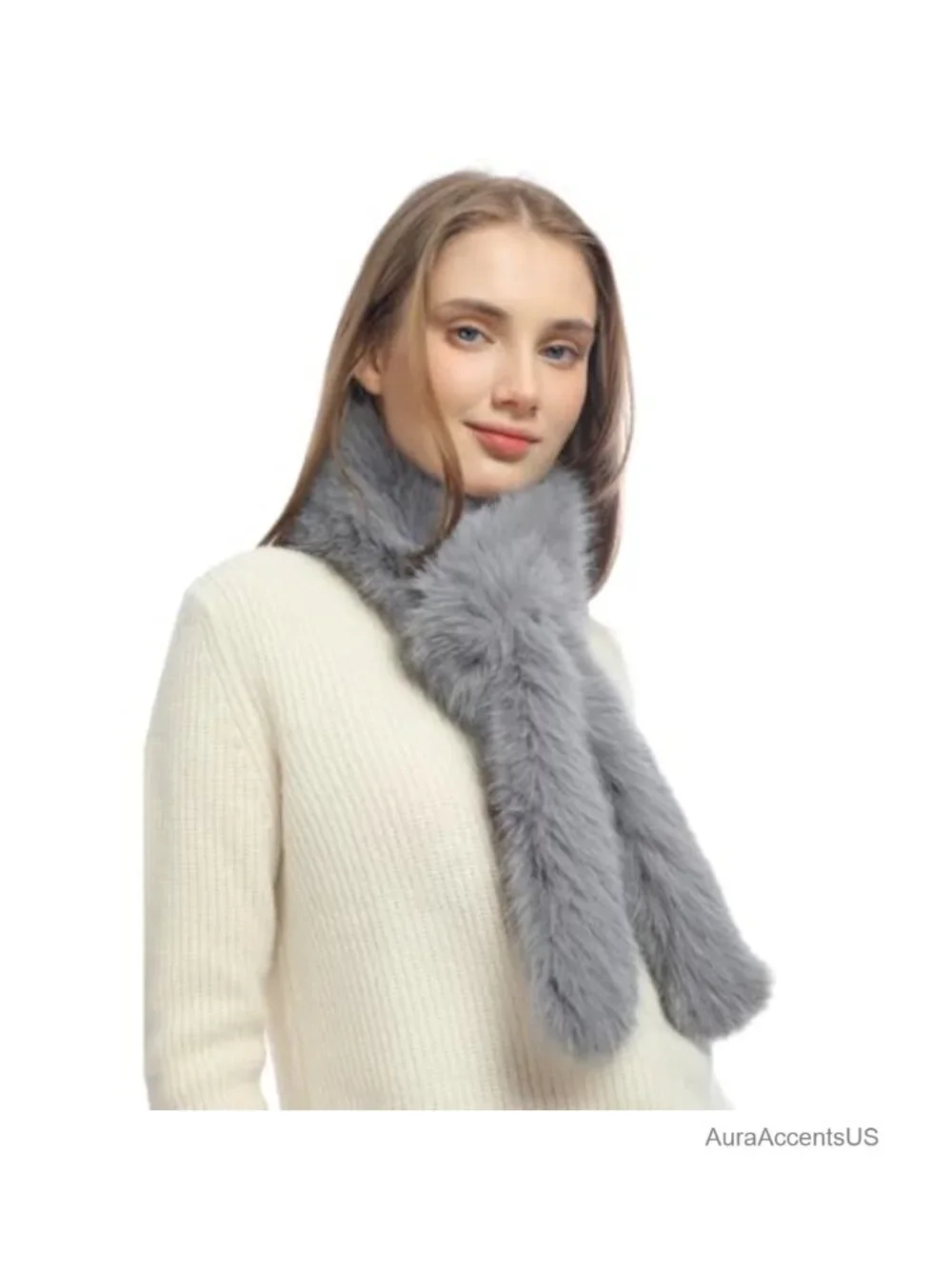 Faux Fur Collar Scarf Women Winter Neck Warmer Wrap